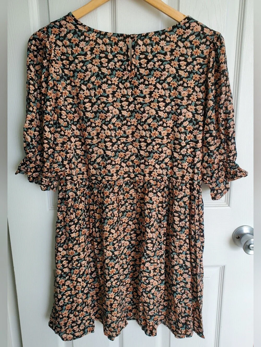 NWT Natural Life Floral Babydoll Mini Dress Ruffles Size S Cottagecore